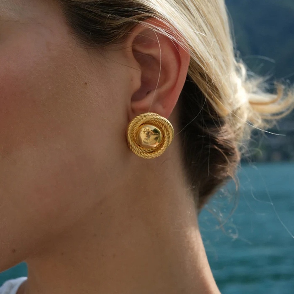 24K Gold Textured Circle Earrings*Statement Earrings*Waterproof & Tarnish Free